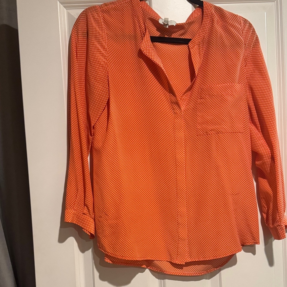 Joie Orange Polka Dot Blouse